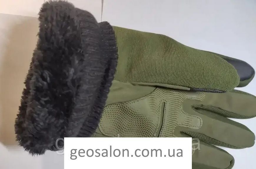 Зимові тактичні рукавиці, олива, теплі на хутрі 2422003229 фото