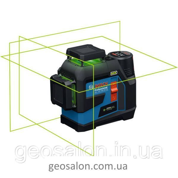 Лазерний лінійний нівелір Bosch Professional GLL 12V-100-33 CG з адаптером батарейок AA1, чохлом, мішенню та тримачем LB 10 2071489264 фото