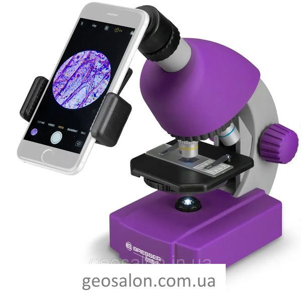 Мікроскоп Bresser Junior 40x-640x Purple з набором для дослідів і адаптером для смартфона 1983929406 фото