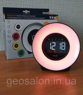 Будильник-світильник TFA "MOOD LIGHT", звуки природи, змінює кольори, адаптер, 138x92x139 мм 60.2023.02 2052265057 фото