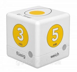 Таймер-куб для варіння яєць цифровий TFA "CUBE-TIMER", білий/жовтий, 3-5-7-10 хвилин 38204107 2049209674 фото