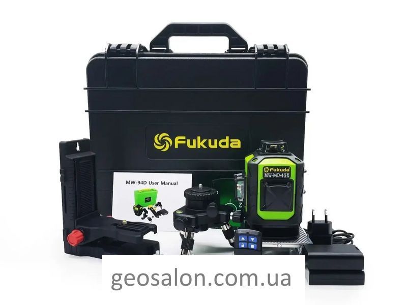 Будівник площин Лазерний нівелір 4D Fukuda MW-94D-4GX PRO версія Чорний Кейс 1555294285 фото