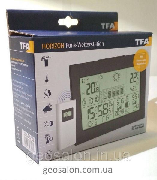 Метеостанція TFA "HORIZON", чорный, 158x26x123 мм 35115501 2052286845 фото